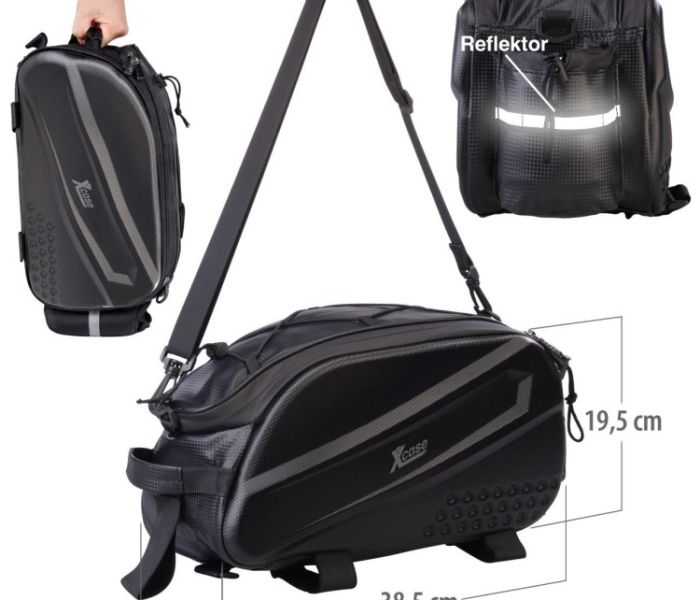 Xcase 2in1-Fahrrad-Gepäckträgertasche, 10 Liter, Trageriemen, (Foto: PEARL GmbH)